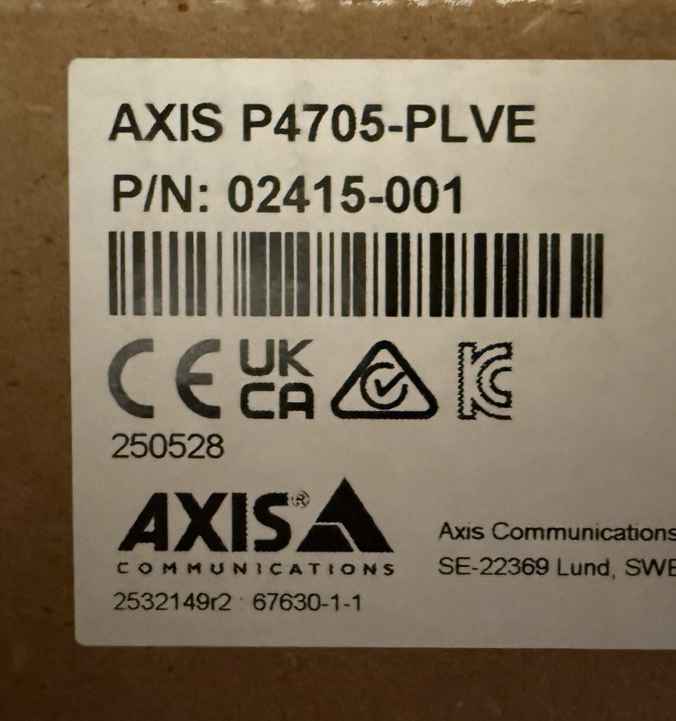 Axis P4705-PLVE Dual Sensor Network Camera Panoramic View, Sealed