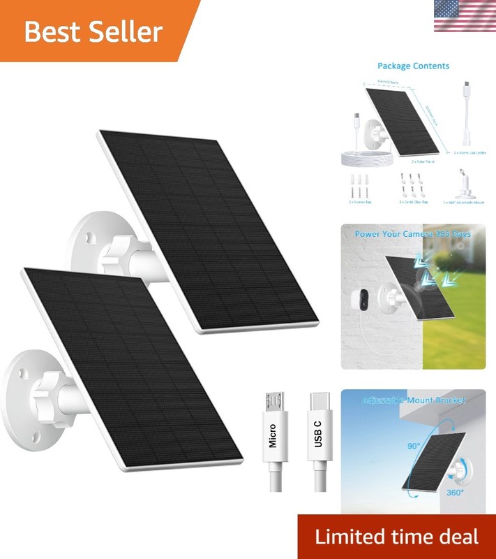 Weatherproof 2W Solar Charger for Outdoor Security Cameras – 360° Mount Included