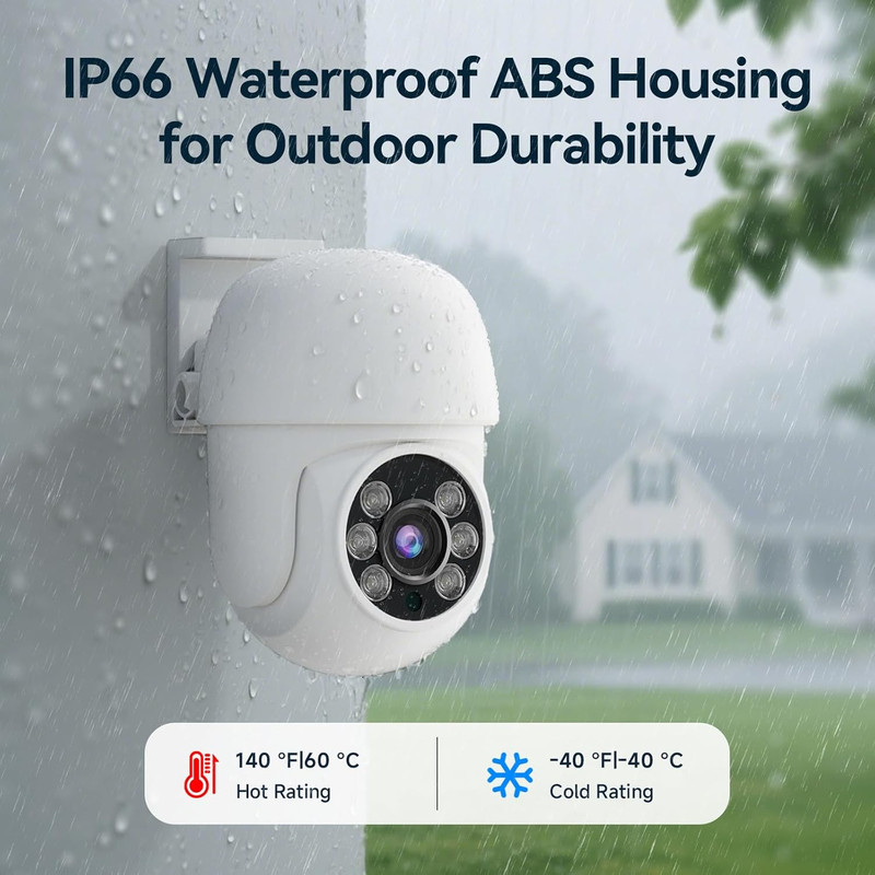 Wired Security Camera System Outdoor, 4Pcs Pan/Tilt CCTV Cameras and 4CH 5MP Lit gallery