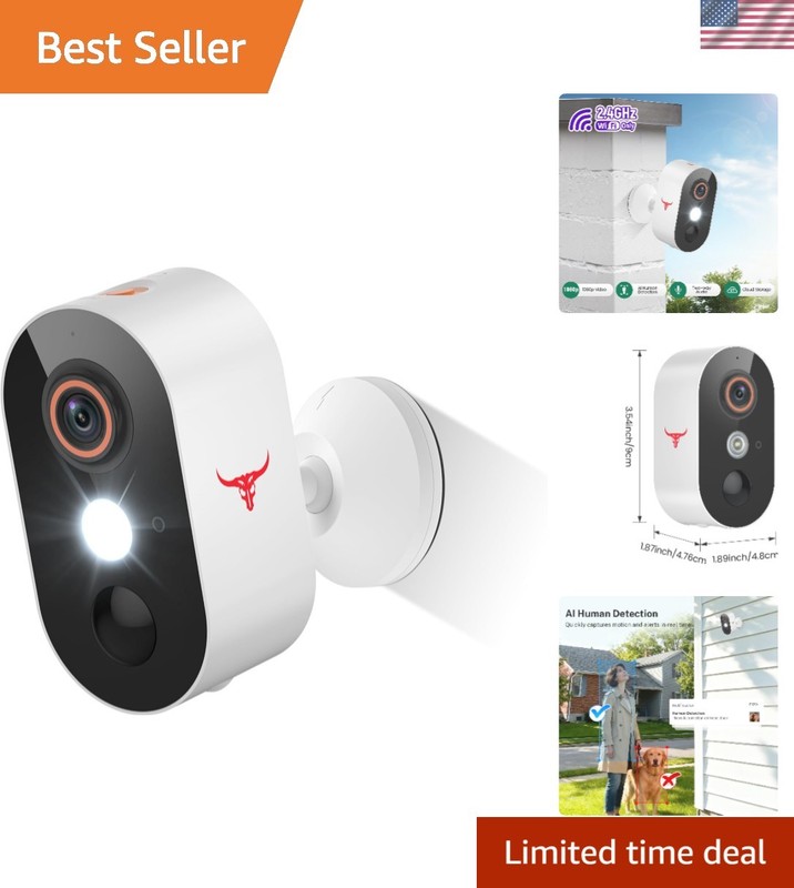 1080p Wireless Security Camera with AI Detection & Night Vision for Safety