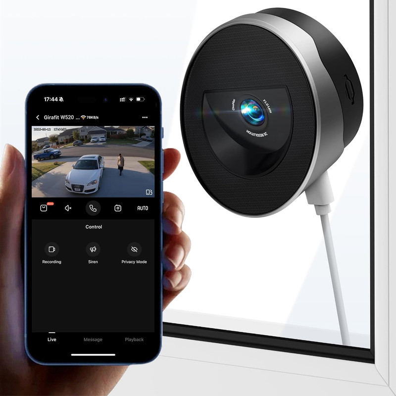 2K 3MP Window Camera with 20°Tilt Angle Camera for Second Floor,2.4Ghz/5Ghz Wifi
