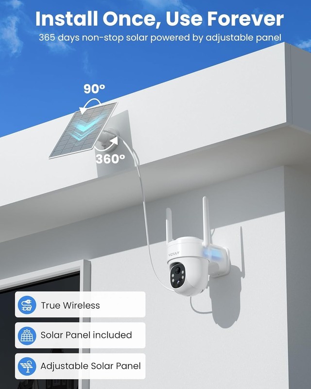 AI-Powered 360° WiFi Security Camera - Solar & Battery Operated Outdoor Safety gallery