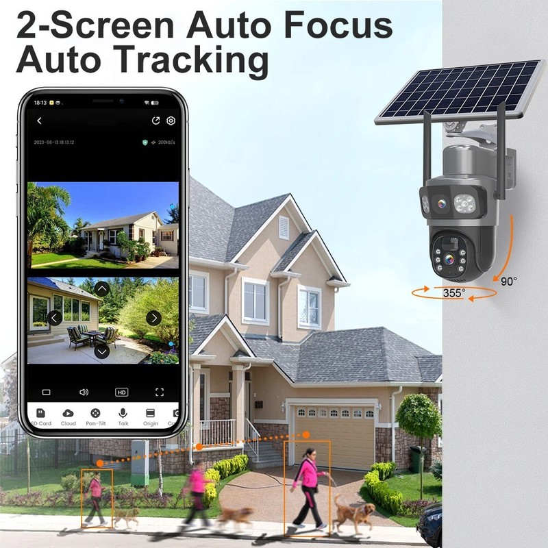 2PCS Solar Power 4MP Wireless Security Camera WIFI 2-Way Audio Dual-Lens PTZ IP gallery