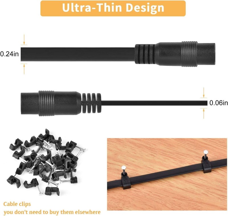 Uogw 2 Pack DC Power Extension Cable 10ft 2.1mm x 5.5mm Compatible with Black gallery