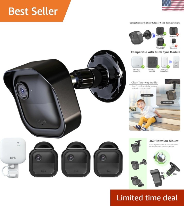 Water-Repellent Blink Camera Protective Cover & Sync Module Mount – Black