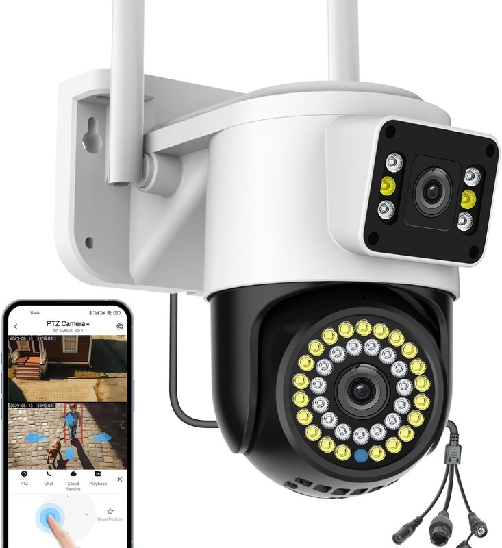 Weatherproof Dual Lens WiFi Camera - 24/7 HD Surveillance with Night Vision gallery
