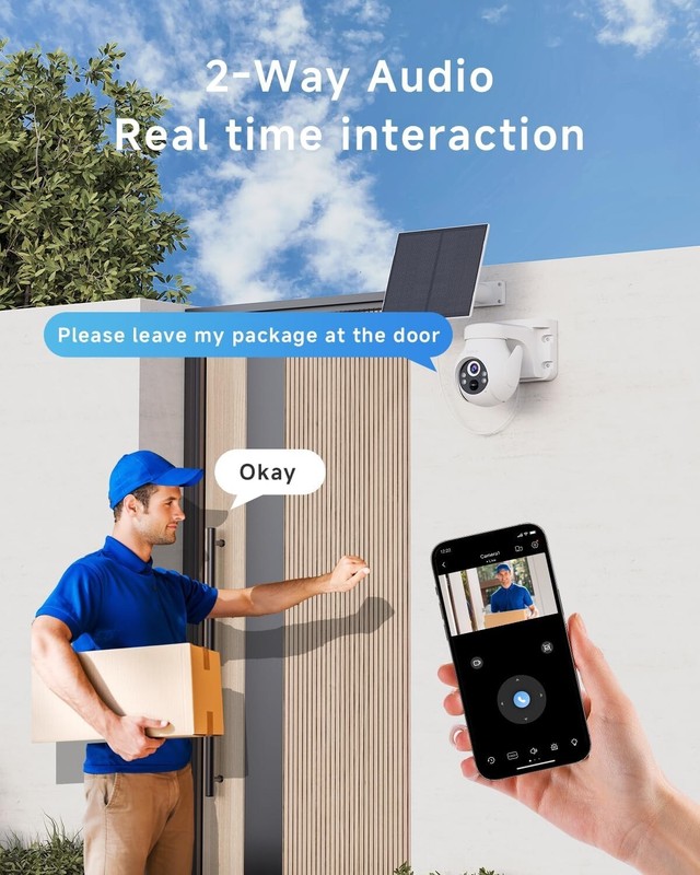 2K Solar Security Camera Outdoor 360° AI WiFi Night Vision 2-Way Audio Noorio gallery