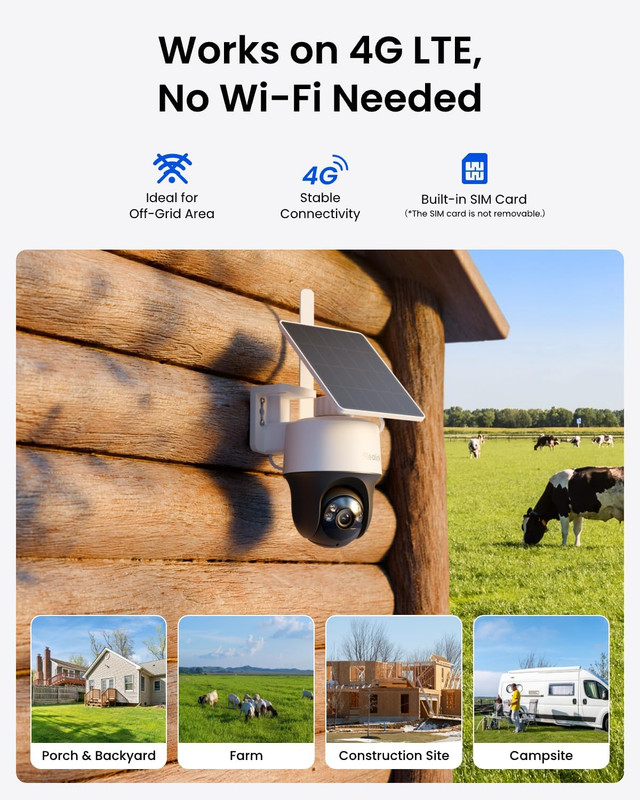 2K 4G LTE Cellular Security Camera Wireless Outdoor, 360° Pan-Tilt & Auto Tackin gallery