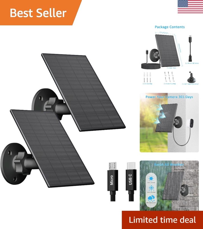 Waterproof 2W Solar Charger for USB Cameras – 360° Adjustable Mount