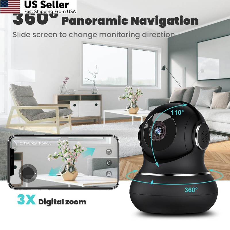 litokam 2K Indoor Security Camera, 360° Cameras for Home 1 Pack-2.4GHz, Black gallery
