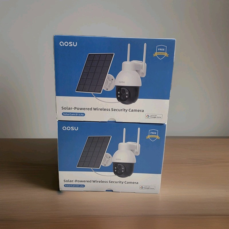 Aosu Solar Security Camera Wireless Outdoor System, 3K/5MP PTZ, NV, WiFi 2 Pack