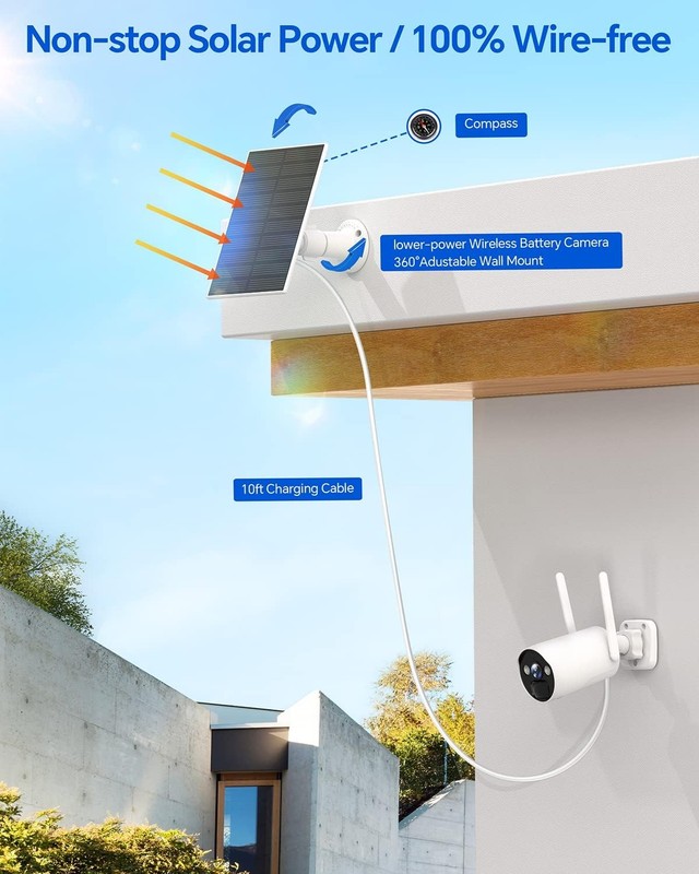 6Pcs 4MP Wireless Solar Battery Powered Security Camera System Home Outdoor Wifi gallery