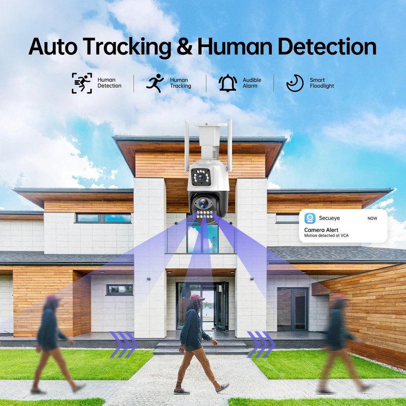 6MP 3K 4G Sim Camera Dual Lens Wifi PTZ Outdoor Ai Human Detection Camera CCTV gallery