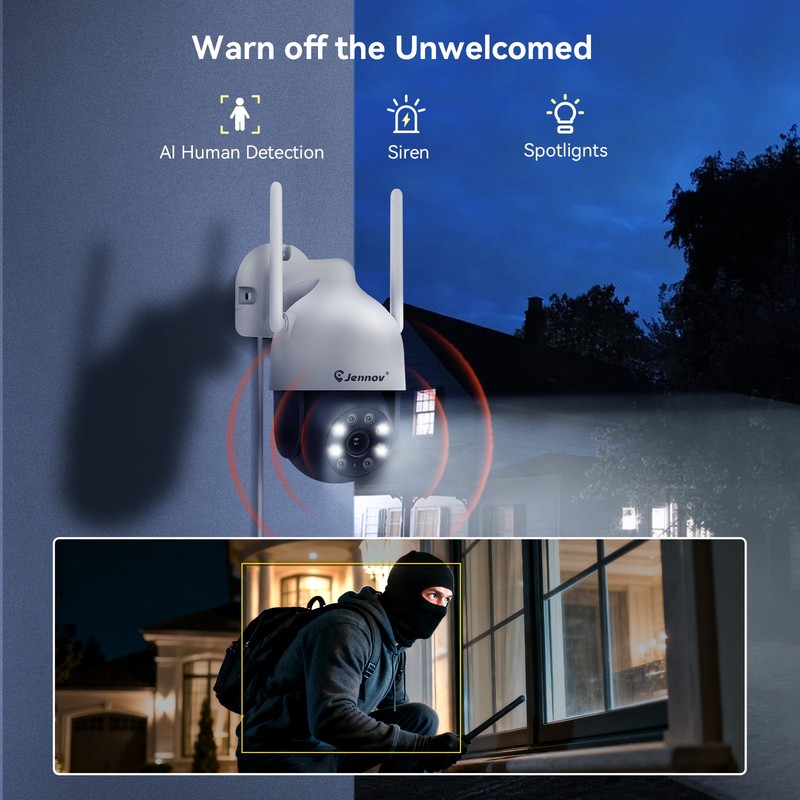 Indoor Outdoor Security Camera System 5MP 10CH NVR WiFi Color Night Vision 1TB gallery