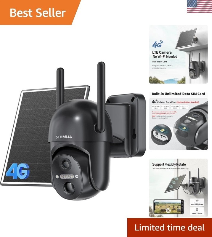 360° View Solar Security Camera – Cellular Connectivity & Water-Resistant Design