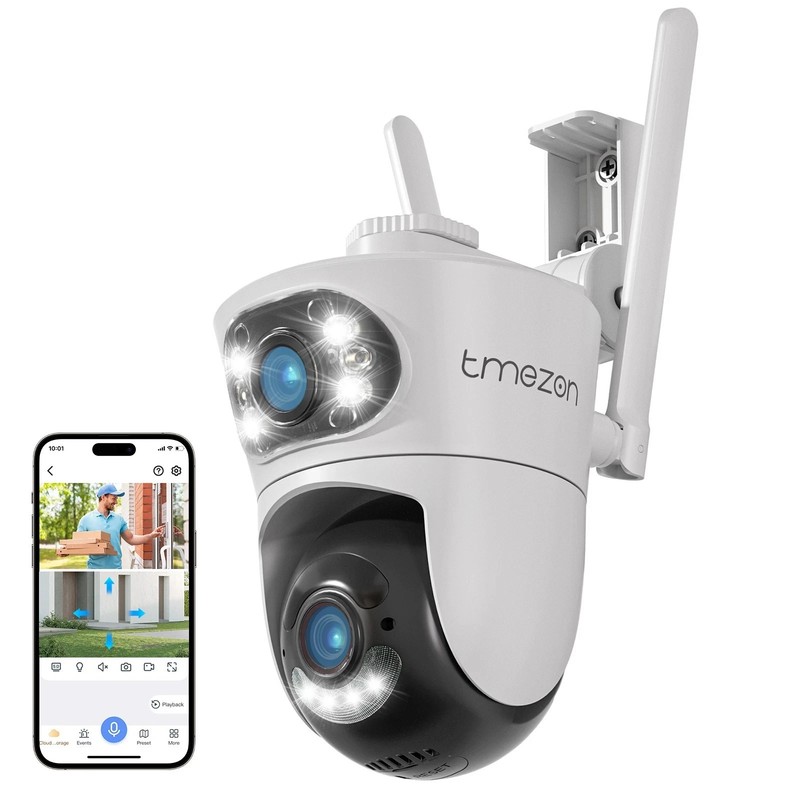 Security Dual-Lens Camera Motion Sensor 2-Way Audio IP66 for Home Surveillance gallery