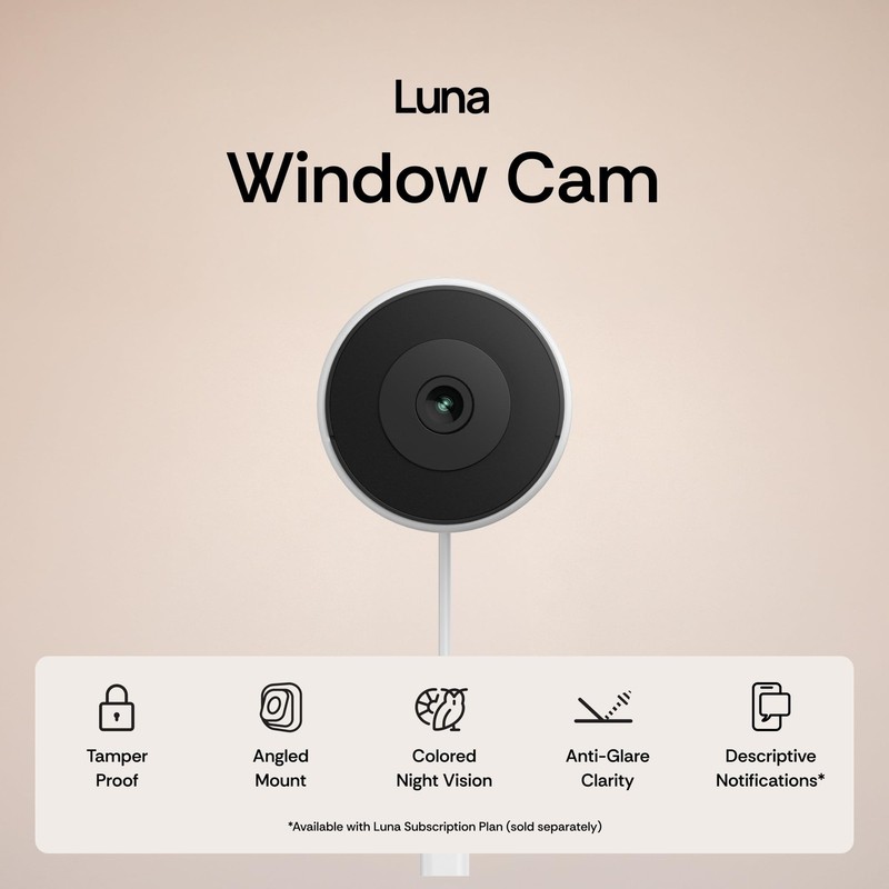 Luna 3MP 2K Window Camera, 2.4GHz & 5GHz WiFi6 Indoor Cameras for Home Securi... gallery