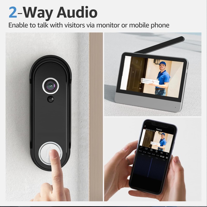 Wireless Smart Video Doorbell System,7" Touchscreen Display,1080P Video Doorb... gallery