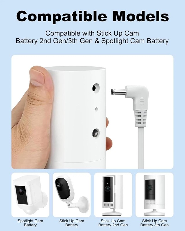 Indoor & Outdoor Power Adapter for Ring Stick up Cam Battery/Plug-In, 4M/13.1 ft gallery