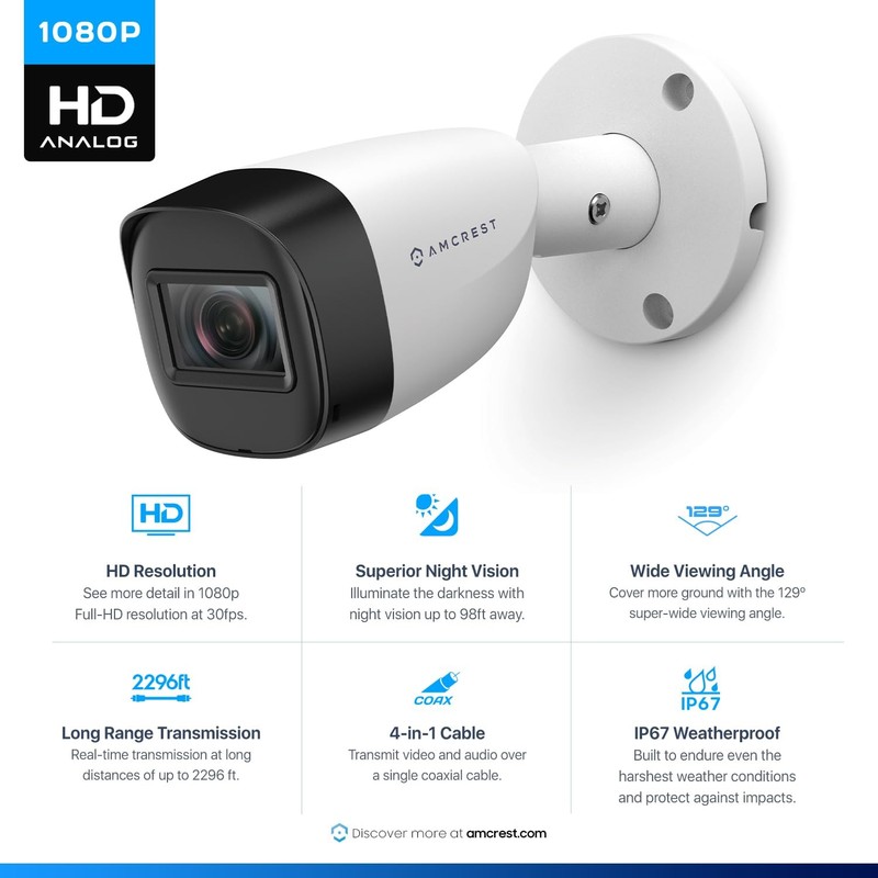 Full HD 1080P 1920TVL Bullet Outdoor Security Camera (Quadbrid 4in1 HD-CVI/TV... gallery