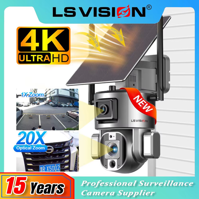 20X Zoom 4K 4G SIM Solar Camera Outdoor Wifi Surveillance Cameras 8MP Dual Scree gallery