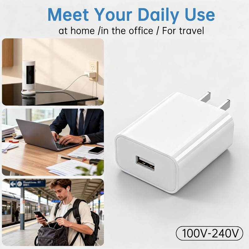 Power Adapter For Ring Spotlight Cam Plus/pro battery With 25ft/7.5m Flat Weat gallery