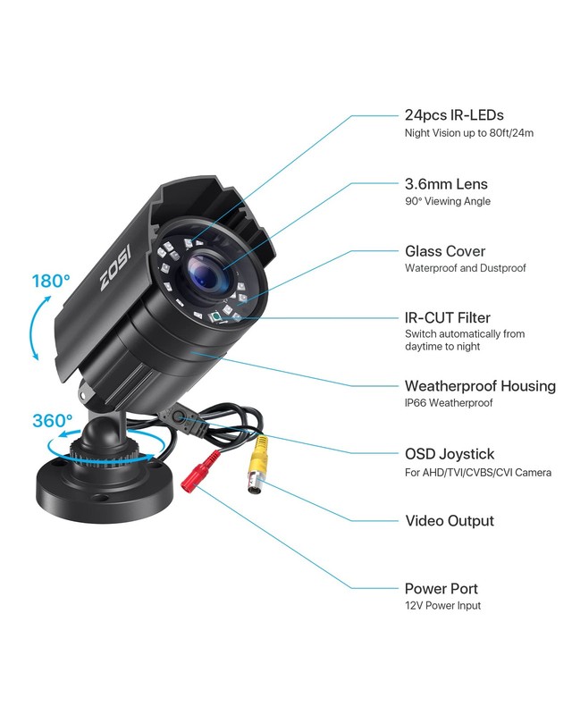 ZOSI 1080P CCTV Outdoor Indoor Hybrid 4 in 1 HD TVI/CVI/AHD/CVBS Home Cameras... gallery