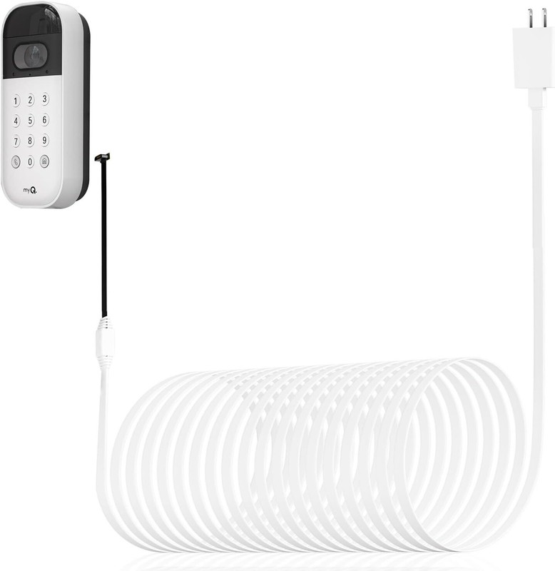 iTODOS 20ft/6m Power Cable and Adapter for myQ Smart Garage Door Video White