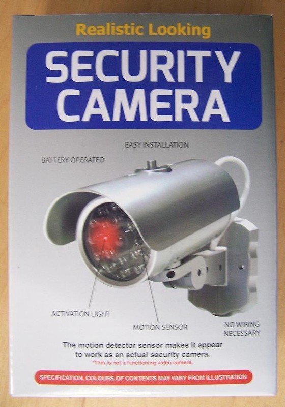 2 FAKE SECURITY VIDEO SILVER TUBE STYLE CAMERA motion detection battery operated