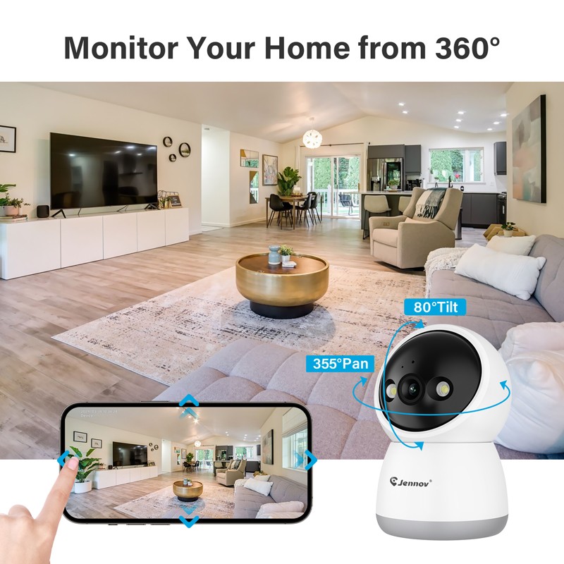 JENNOV 2K 3MP Security Camera Indoor&Outdoor WiFi IR Color Night Vision Camera gallery