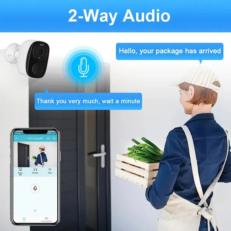Wireless Outdoor 2K 3MP Battery Powered WiFi Security Camera with 2-Way Audio gallery