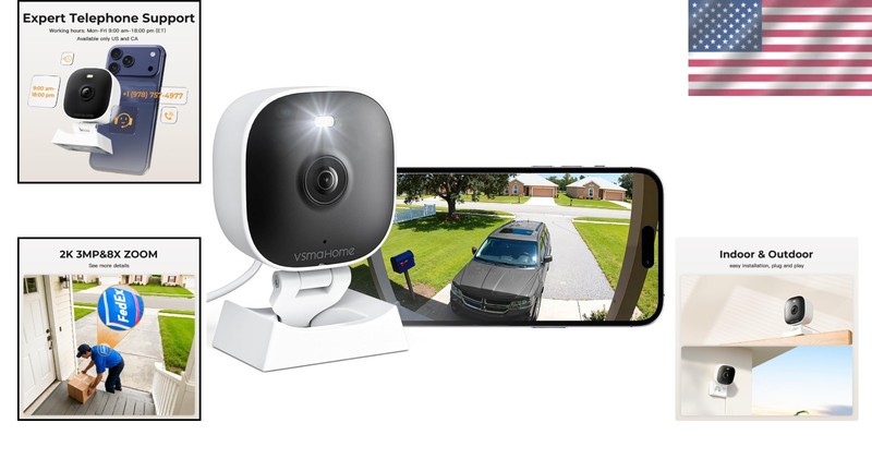 Weatherproof 2K Security Camera for Home Monitoring with Night Vision & Audio gallery