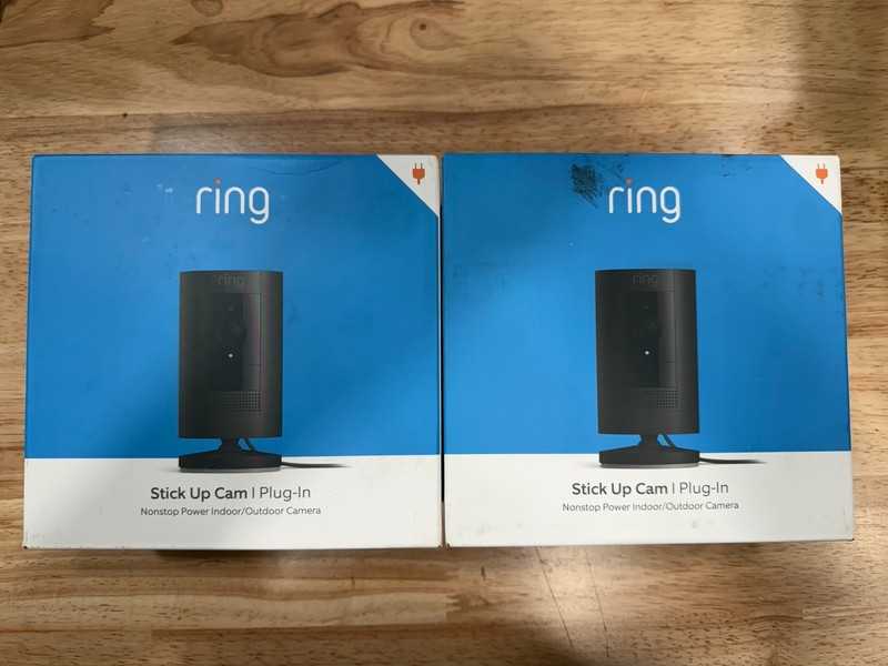 Lot Of 2 Ring Stick Up Cam Indoor Outdoor 1080p Wi-Fi Plug-In Camera Black