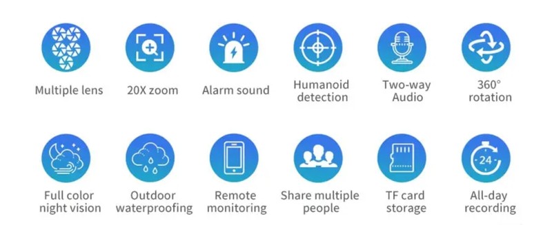 10K 20MP WiFi IP Camera 3 Screens Outdoor 360° Security Ai Tracking CCTV Camera gallery