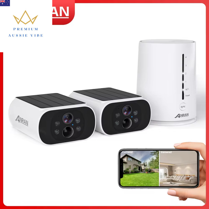 4MP Solar WiFi Camera, 2K Wireless Outdoor Battery Security with PIR & 4CH NVR