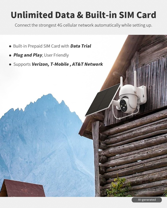 4G LTE Cellular Security Camera Includes SIM Card(Support Verizon/AT&T/T-Mobi... gallery