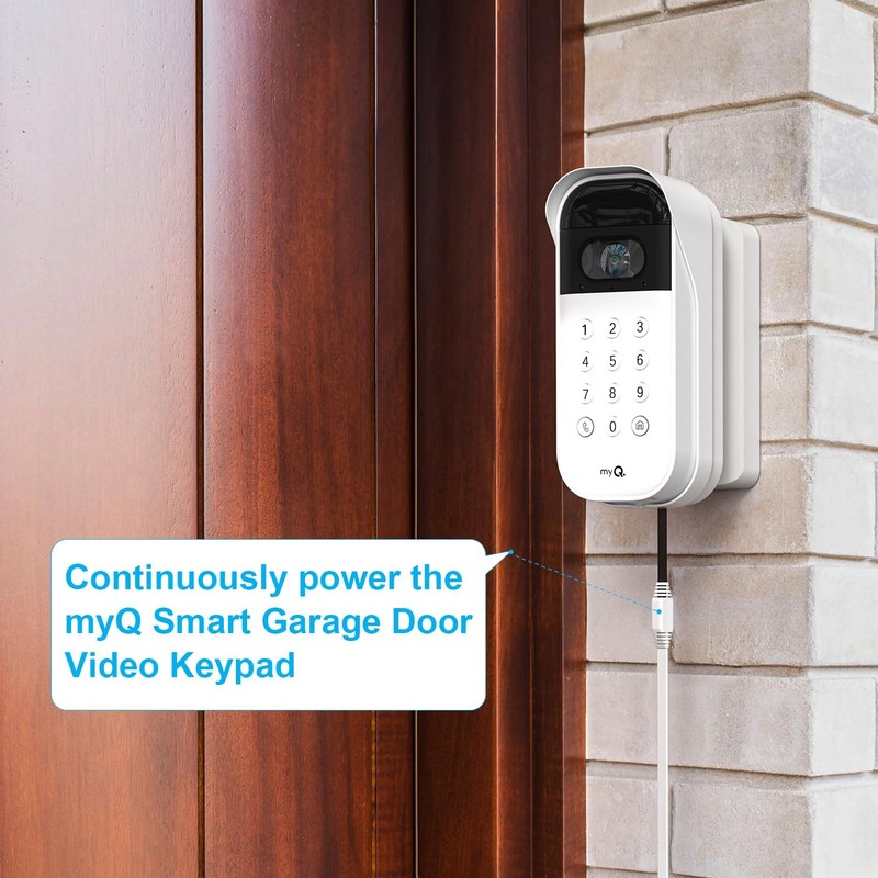 iTODOS 20ft/6m Power Cable and Adapter for myQ Smart Garage Door Video White gallery