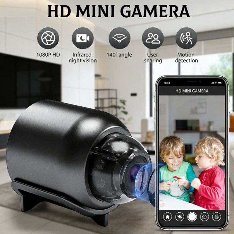 Full HD 1080P Camara De Seguridad WiFi Pequeña Compacta Con Vision Nocturna