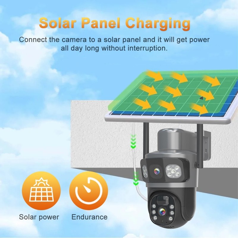 2PCS Solar Power 4MP Wireless Security Camera WIFI 2-Way Audio Dual-Lens PTZ IP gallery