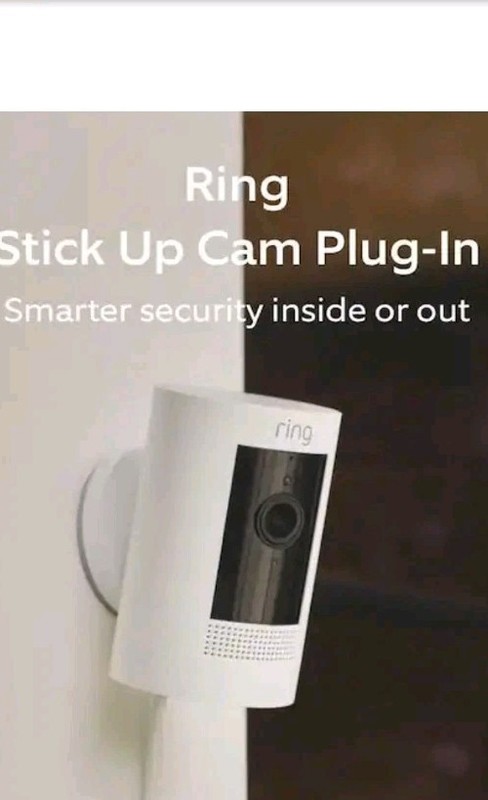 ​Ring Stick Up Cam Plug In 1080p HD Indoor Outdoor Wired Security Camera White gallery
