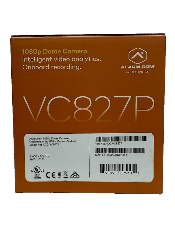 New Alarm.com ADC-VC827P 1080P Indoor/Outdoor Fixed Vandal Resistant Dome Camera gallery