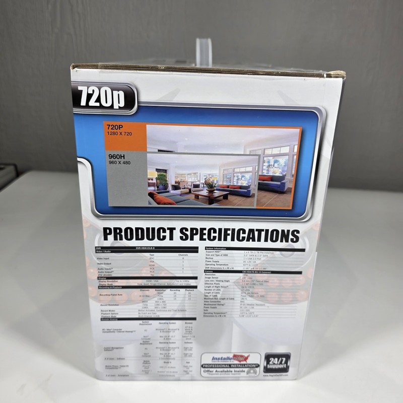 NIGHT OWL 8-CHANNEL SECURITY SYSTEM W/ 4 CAMERAS | WM-8HD10L-4720 | New Sealed gallery