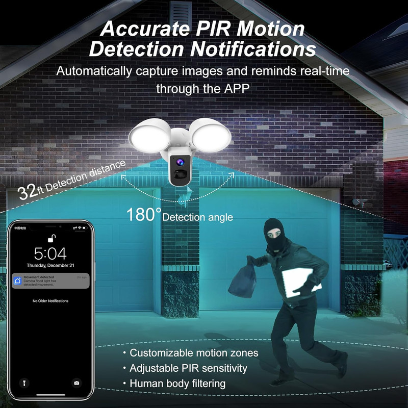 Smart Floodlight Camera Wired Outdoor Security Camera Flood Light with Motion Se gallery