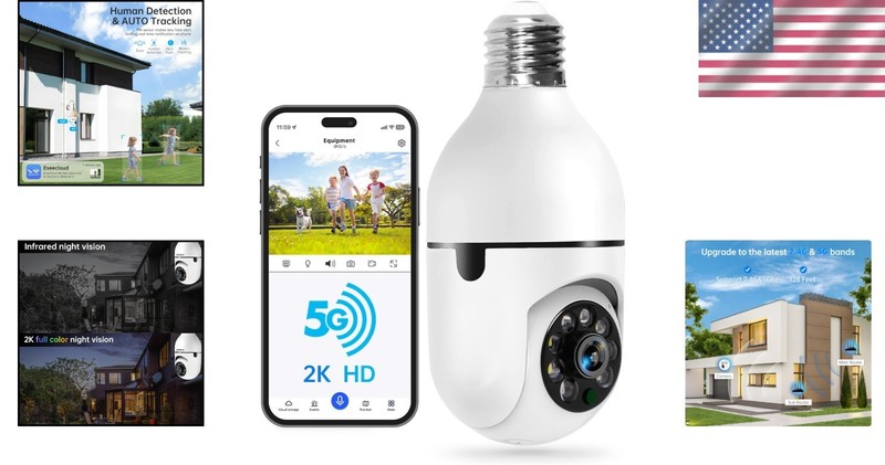 Outdoor Smart Light Bulb Camera with Motion Detection & Two-Way Audio Feature gallery