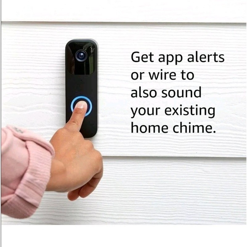 Blink Smart Wi-Fi Video Doorbell Wired/Battery with 2 Way Audio with Alexa Black gallery