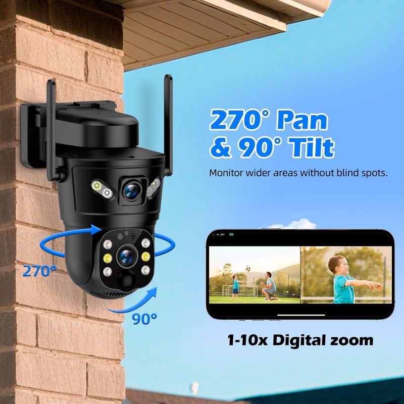 3K Solar Security Camera Wireless,270°Pan 90°Tilt Auto Tracking,WiFi Cam,PIR&... gallery