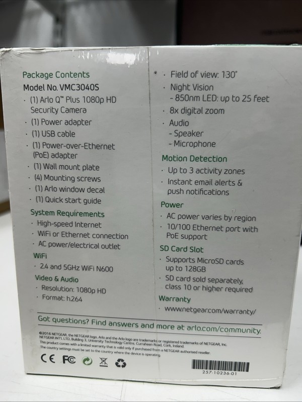 SEALED -Netgear Arlo Q PLUS 1080p HD Security Camera with Audio - NEW - gallery