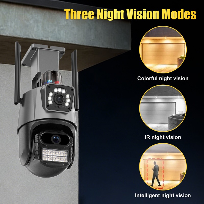 Dual Lens 4K WiFi Security Camera 8X Zoom Outdoor Home Night Vision CCTV PTZ US gallery