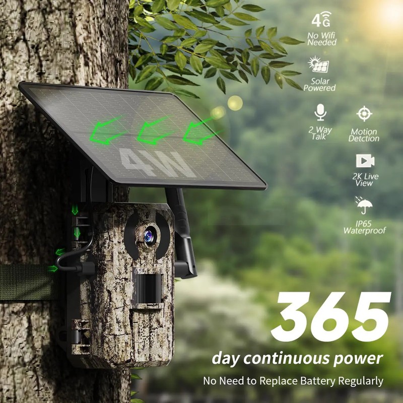 3G/4G LTE Solar Powered Cellular Tracking Camera with 2.7K Live View, with Live gallery