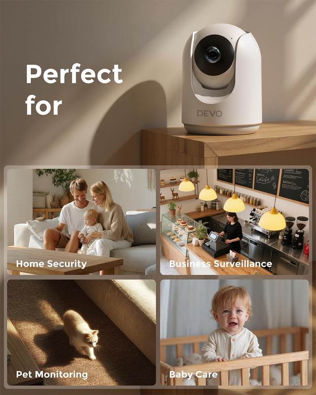 2K Smart Home Camera, Indoor IP Security 360 Pan-Tilt Color Night Vision 256GB gallery